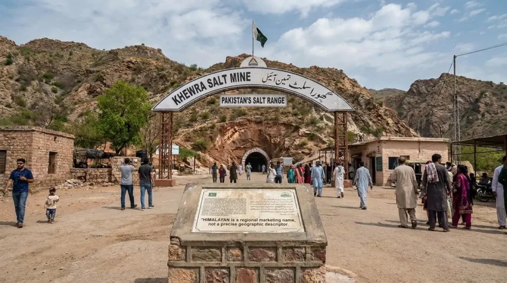 Map showing the Khewra Salt Mine location in Punjab Pakistan relative to the Himalayan mountain range